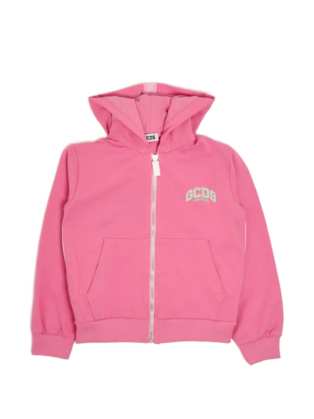 Gcds Kids logo-print zip-up hoodie - Rosa