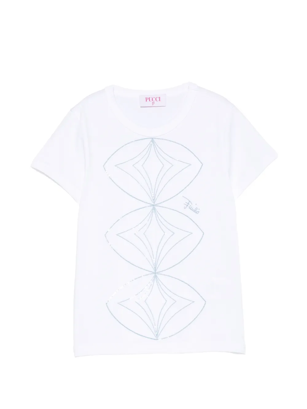 PUCCI Junior sequin-embellished graphic-print cotton T-shirt - Bianco