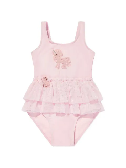 SELINIACTION KIDS unicorn-patch ruffled swimsuit