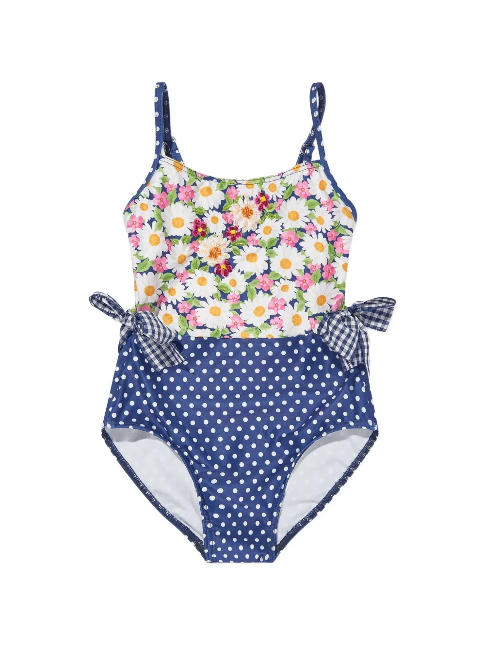 SELINIACTION KIDS floral-print sequin-embellished swimsuit - Blau
