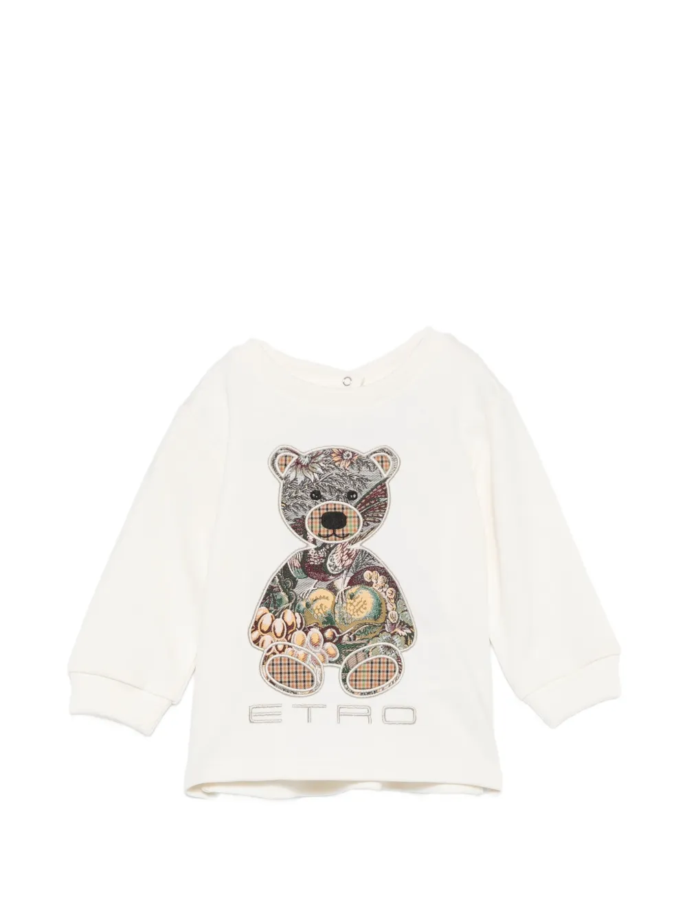ETRO KIDS teddy bear-patch T-shirt - Toni neutri
