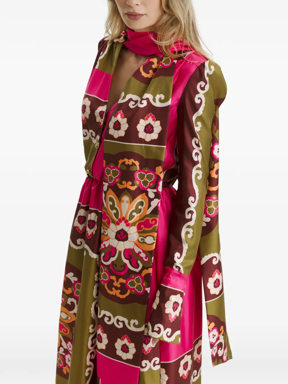 CuAnna Zijden satijnen jurk met bloemenprint Roze