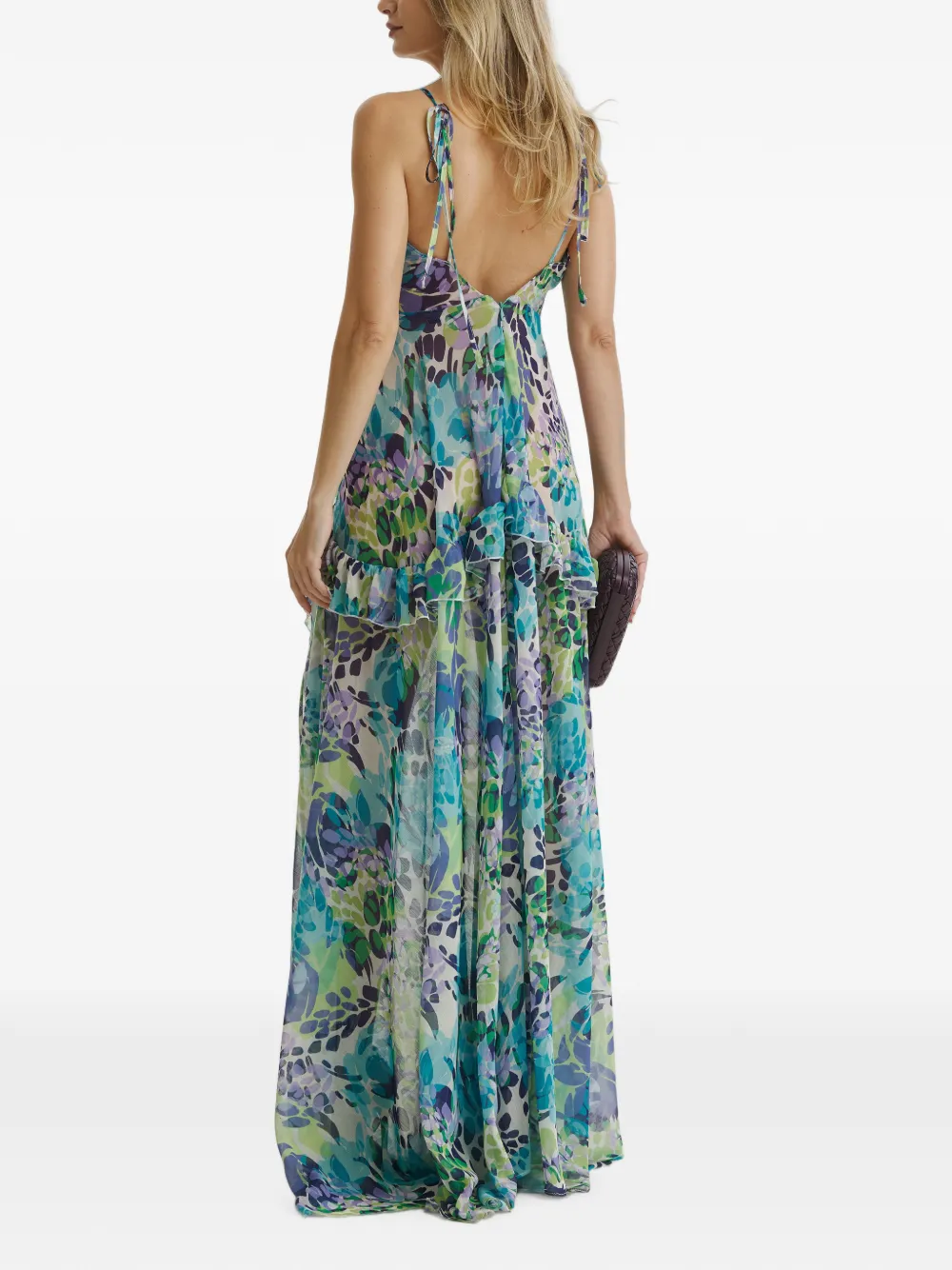 CuAnna Luna maxi-jurk met bloemenprint en ruches Blauw