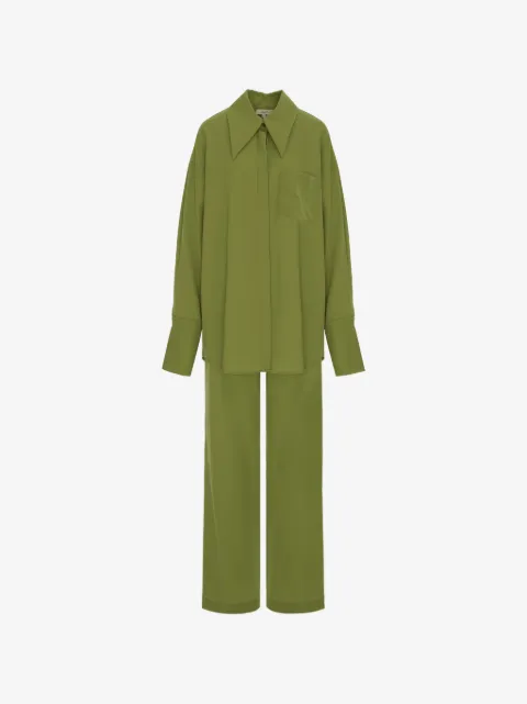 CuAnna pointed-collar wide-leg suit