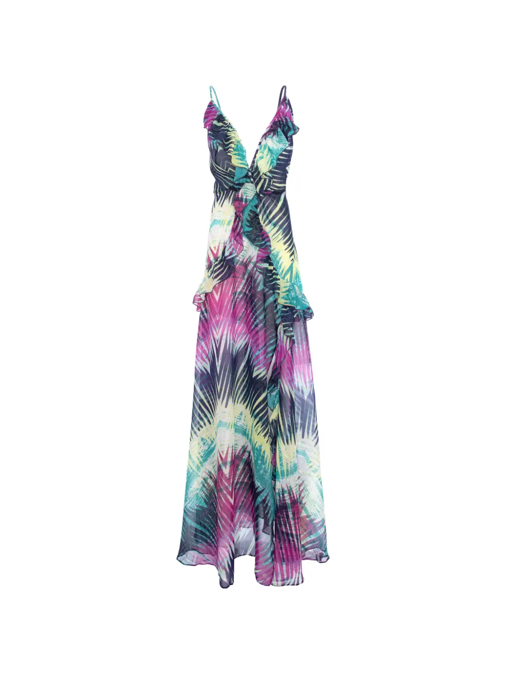 CuAnna Luna ruffled fern-print maxi dress - Purple