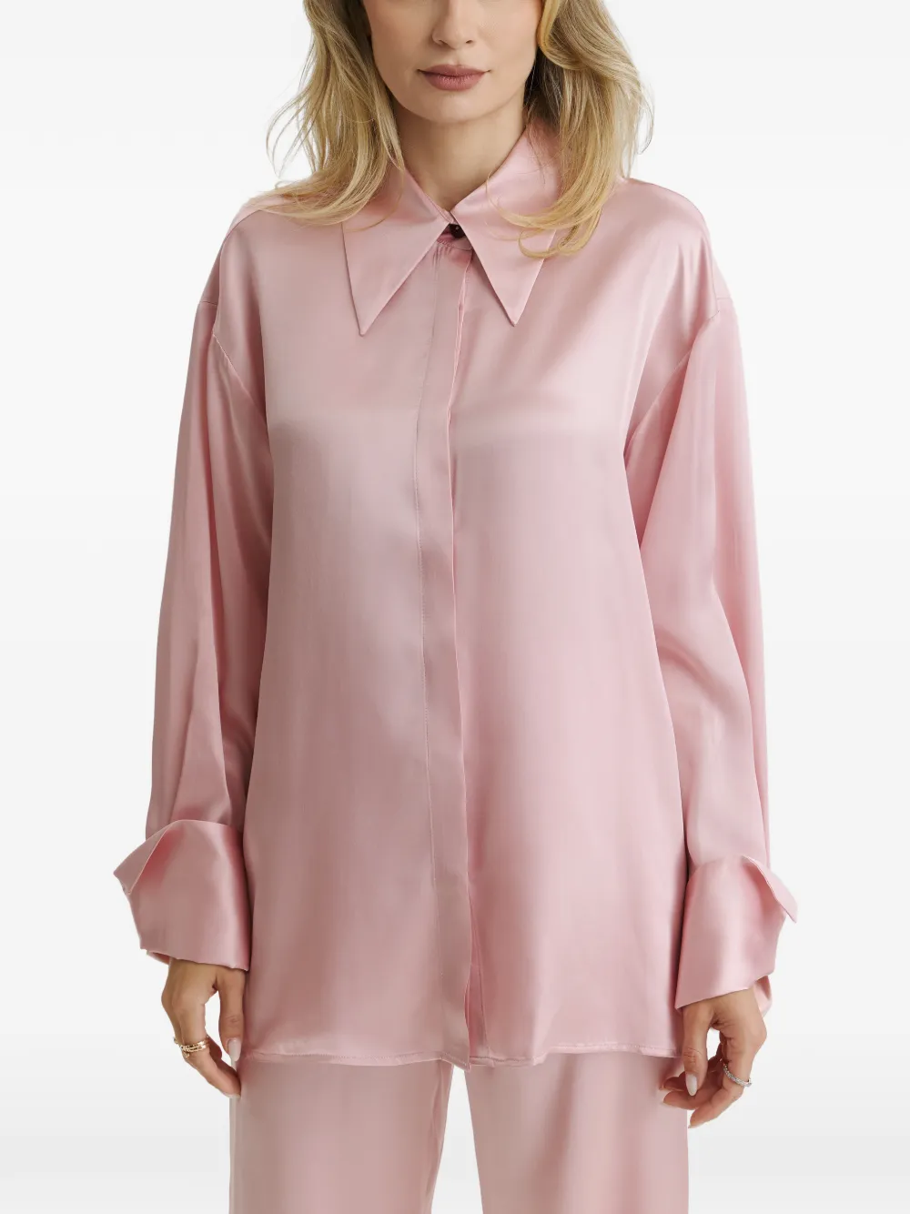 CuAnna Pyjama met wijde pijpen en satijnen afwerking Roze