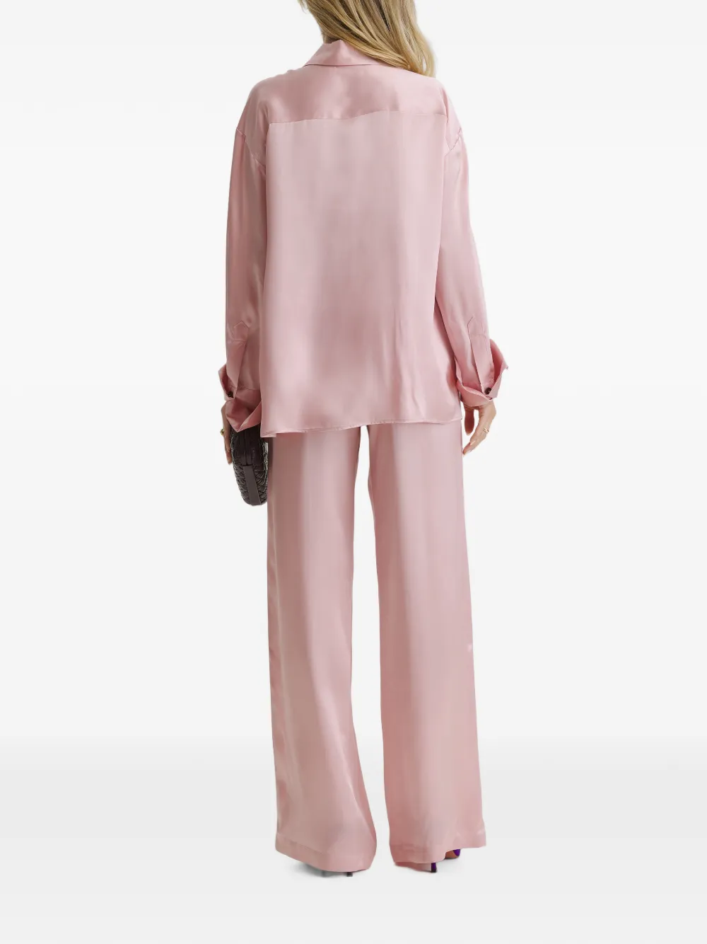 CuAnna Pyjama met wijde pijpen en satijnen afwerking Roze