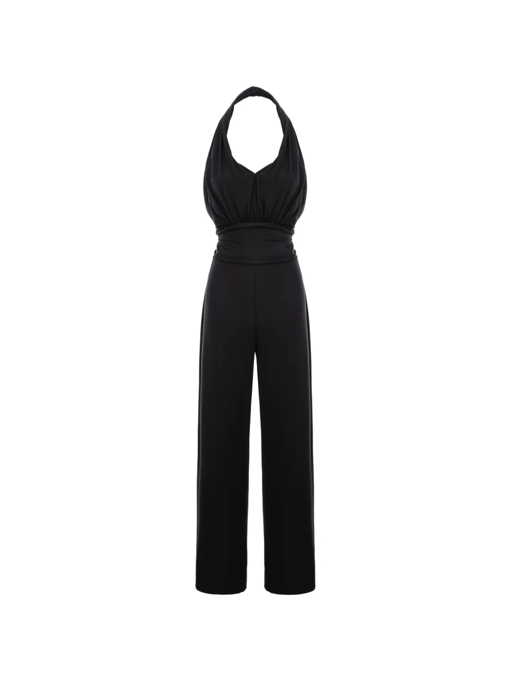 Cuanna Halterneck Ruched Jumpsuit In Black