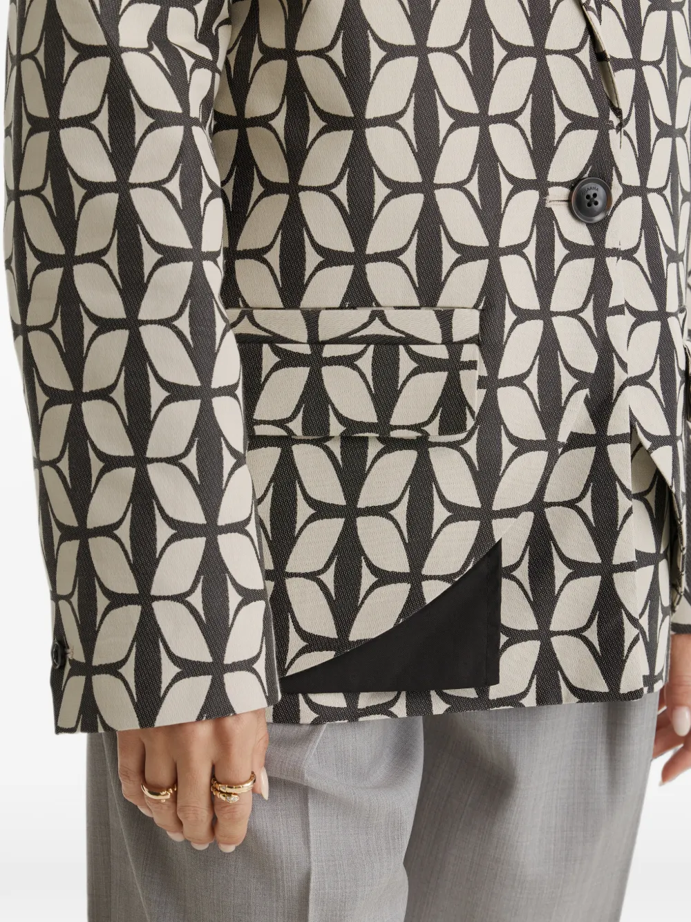 CuAnna Asymmetrisch jack met geometrische print Zwart