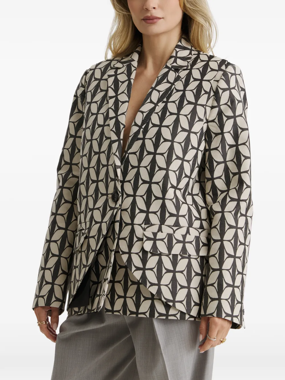 CuAnna Asymmetrisch jack met geometrische print Zwart