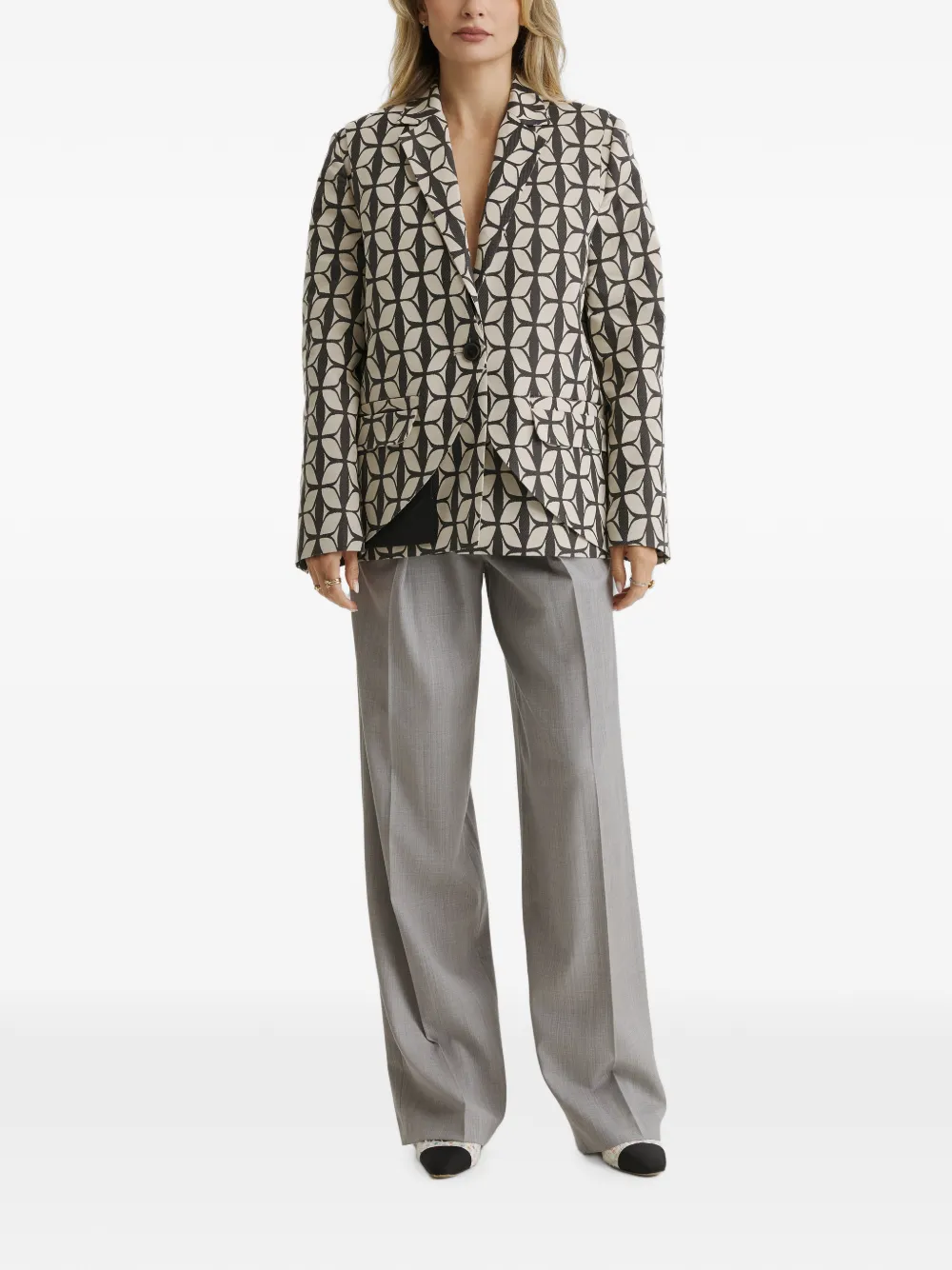 CuAnna Asymmetrisch jack met geometrische print Zwart