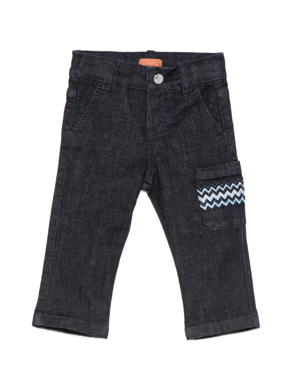 Missoni Kids zigzag-embroidered jeans - Blu