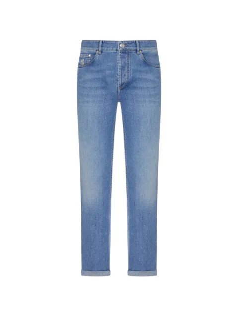 Brunello Cucinelli faded-effect logo-embroidered jeans