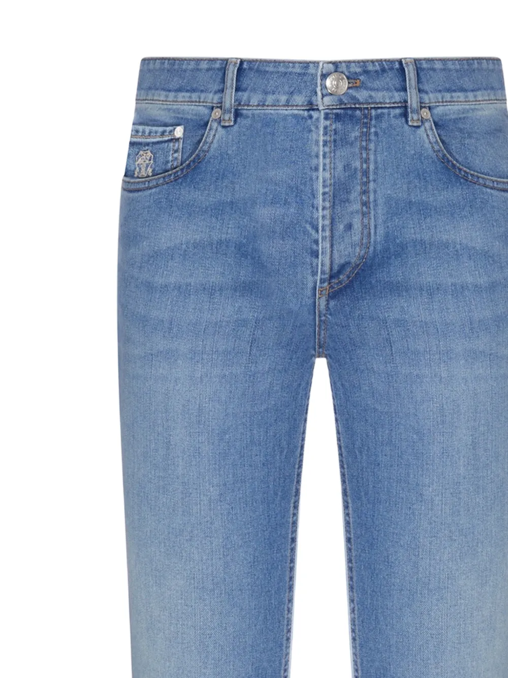 Brunello Cucinelli Jeans met geborduurd logo en vervaagd effect Blauw