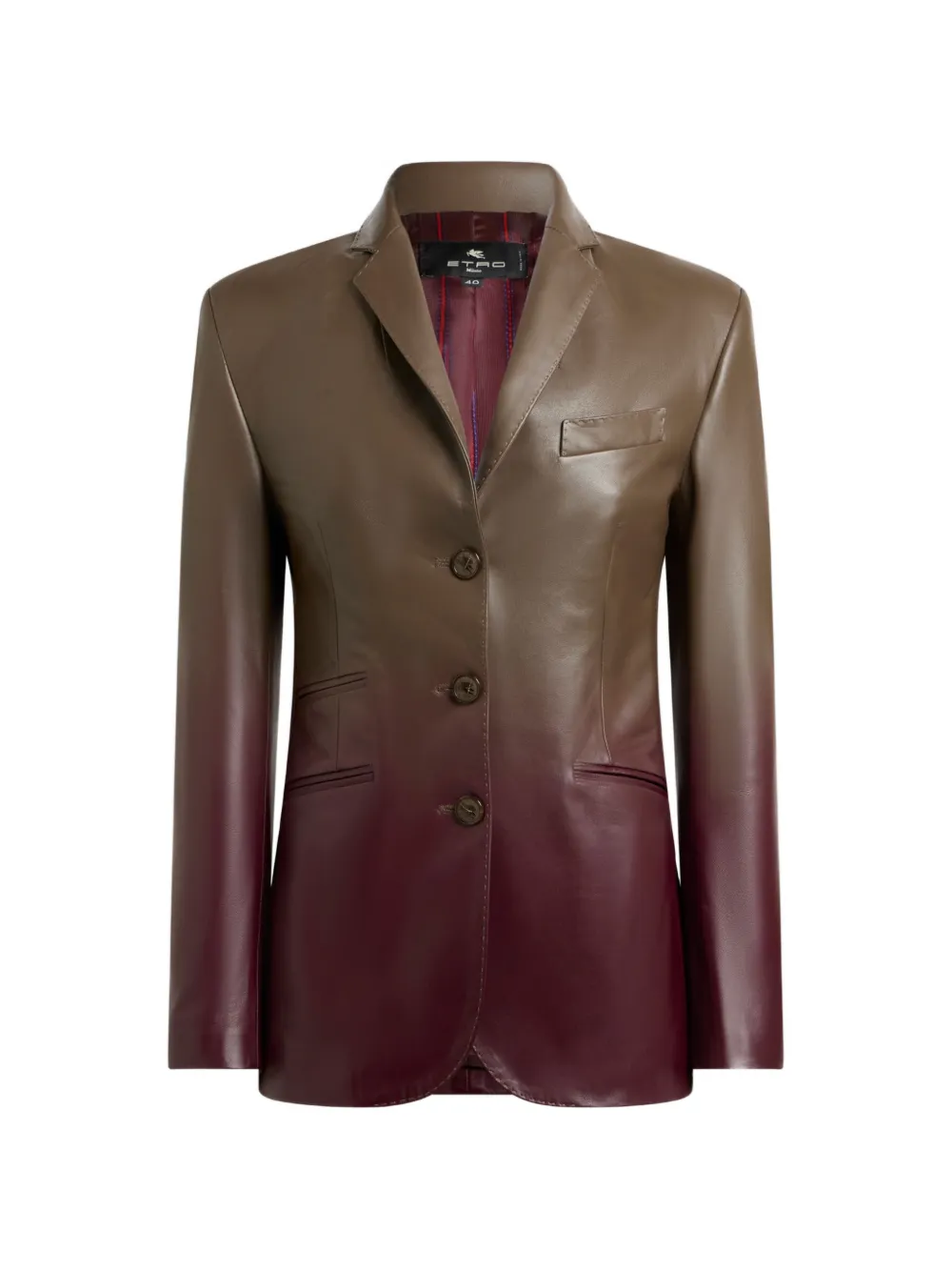 Etro Single-breasted Degradé Leather Jacket In Brown