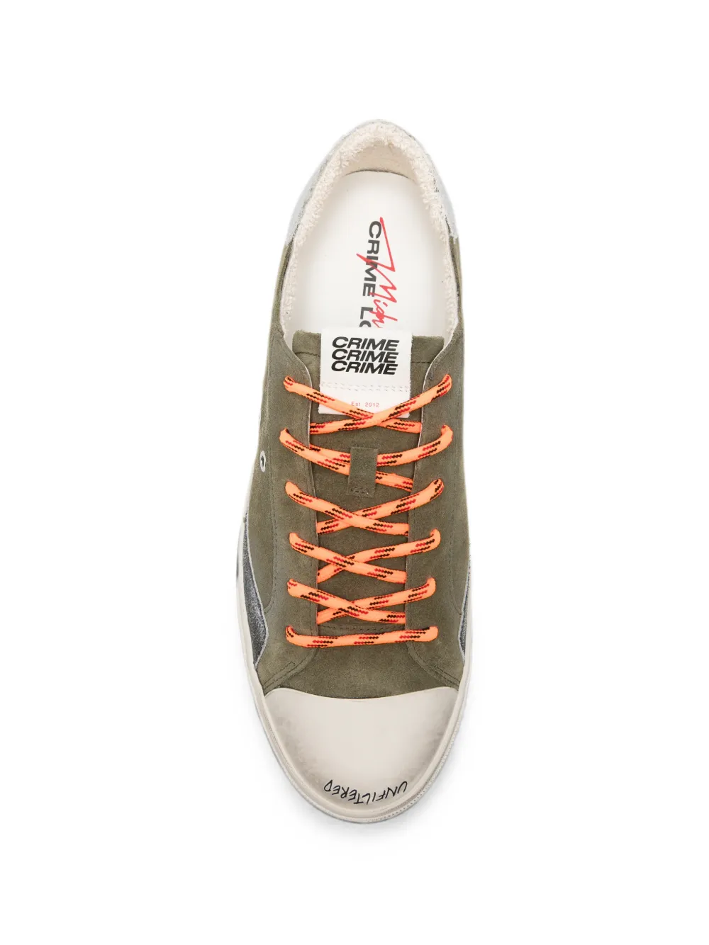 Crime London Recut Low distressed-effect lace-up sneakers Groen