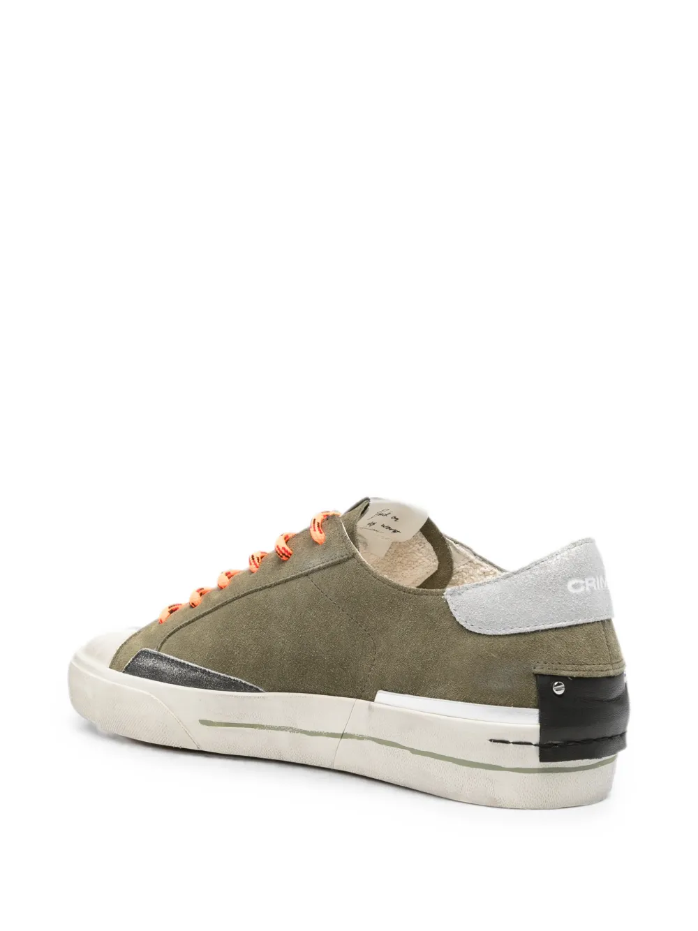Crime London Recut Low distressed-effect lace-up sneakers Groen