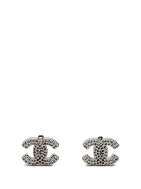 CHANEL Pre-Owned 2003 CC Brass Perforated Clip On Earrings costume earrings