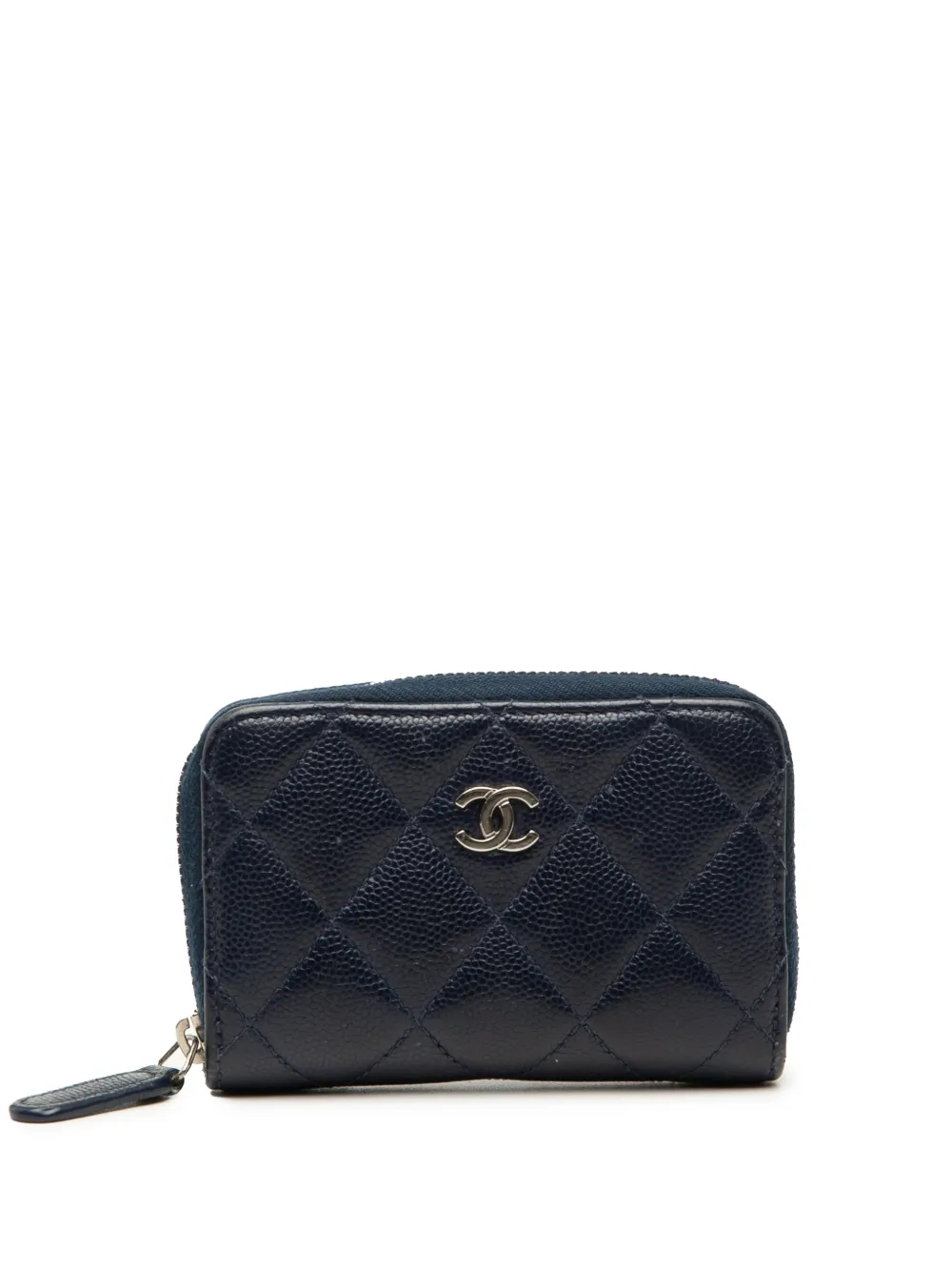 CHANEL Pre-Owned Portamonete CC in pelle Caviar trapuntata con zip 2017-2018 - Blu