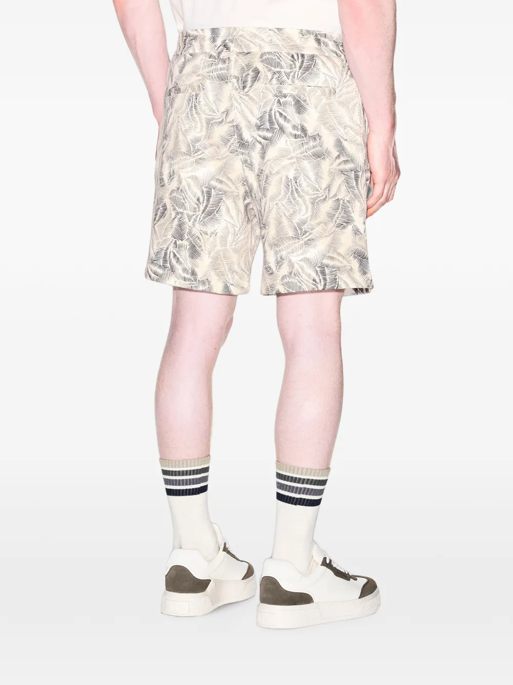 Armani Exchange Zwembroek met bladerprint Beige