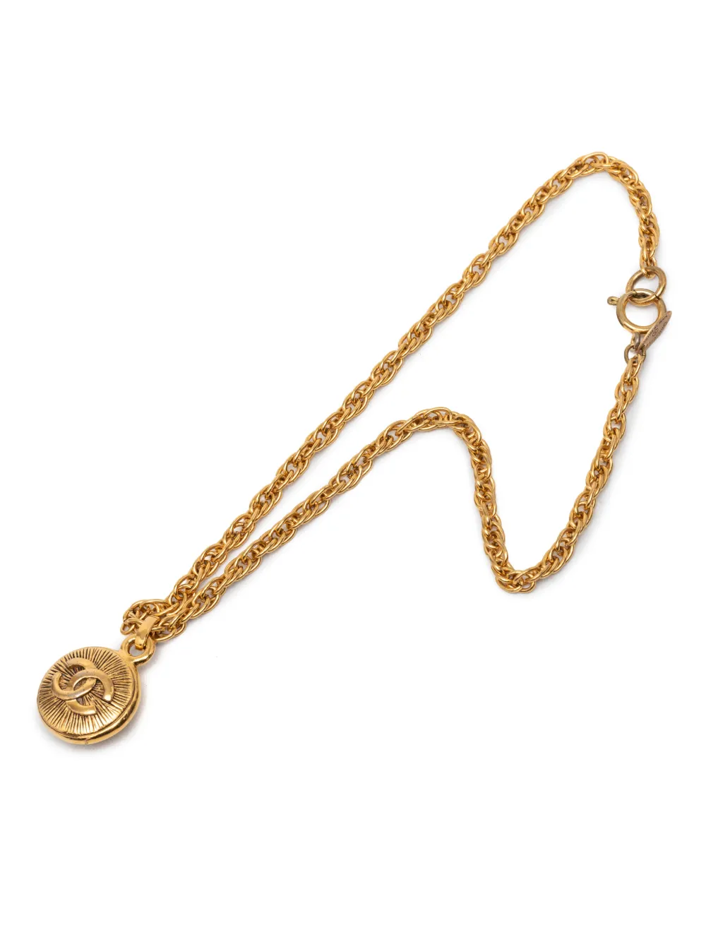 CHANEL Pre-Owned 1970-1980 vergoldete CC Sunburst Halskette mit Anhänger