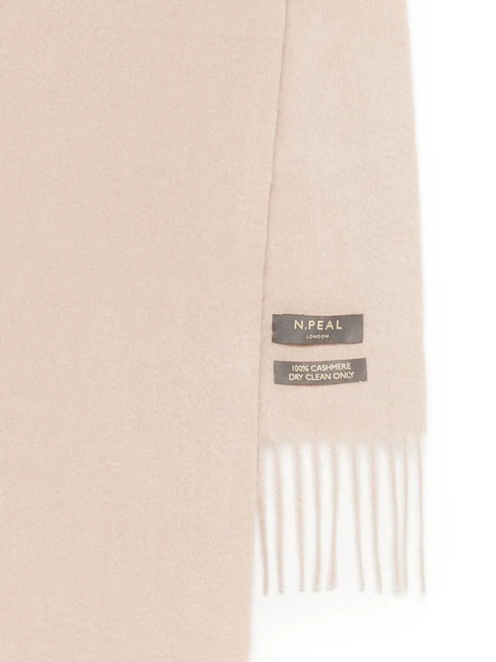 N.Peal Geweven sjaal met franje Beige