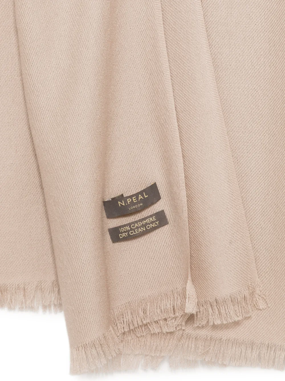 N.Peal Pashmina sjaal met franje Beige