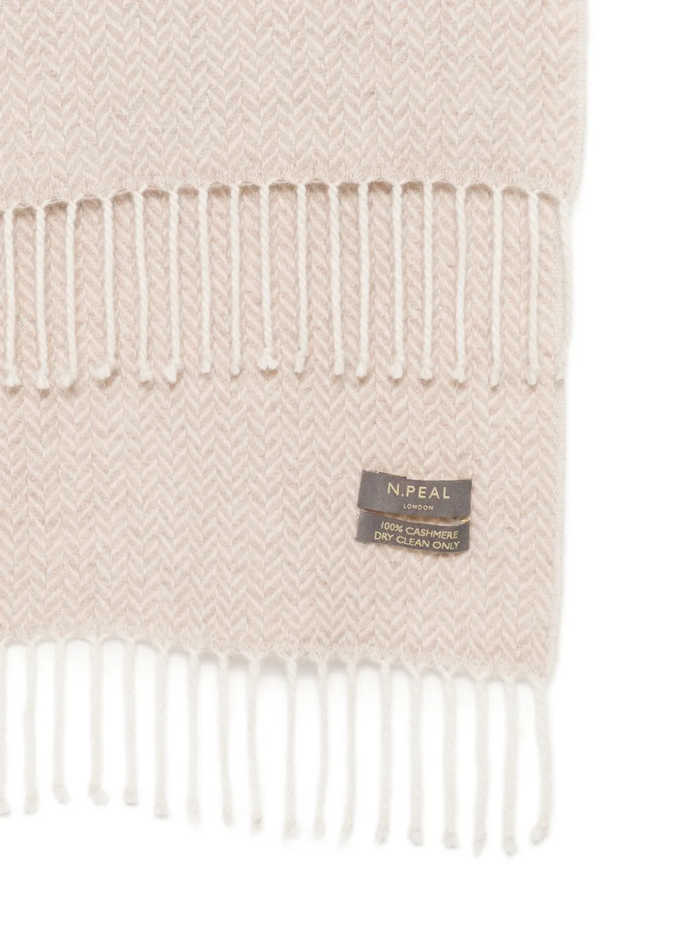 N.Peal Geweven sjaal met visgraatpatroon Beige