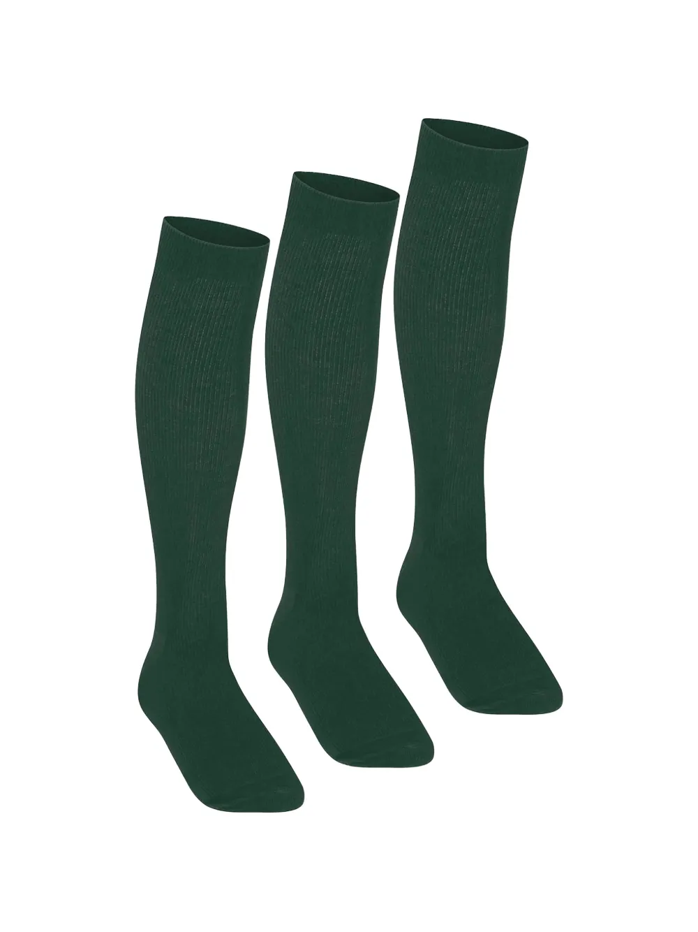 Zeco Schoolwear kids Drie paar ribgebreide kniesokken Groen