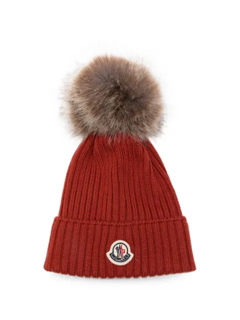 Moncler Enfant logo-patch pompom beanie hat