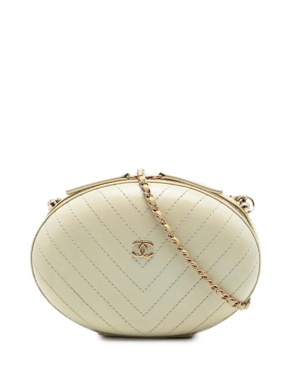 CHANEL Pre-Owned 2019 Chevron Stitched Calfskin La Pausa Evening Bag crossbody bag - White
