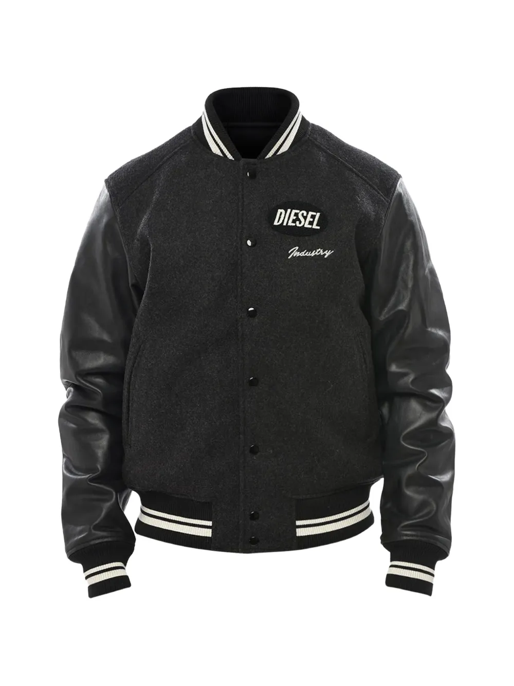 Diesel leather-sleeve bomber jacket - Grau