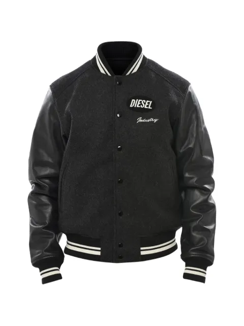 Diesel leather-sleeve bomber jacket