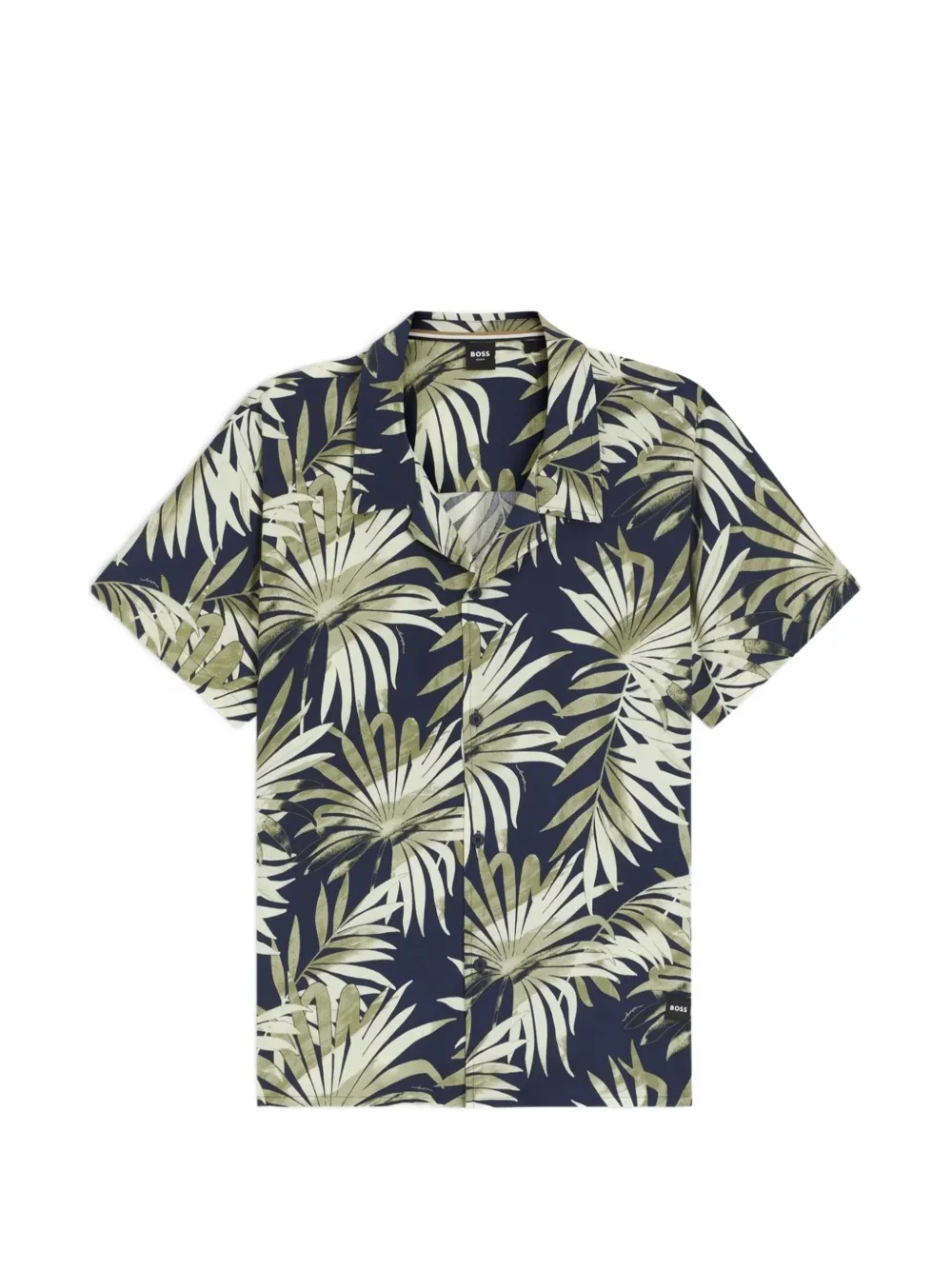 BOSS palm-leaf-print shirt - Blau