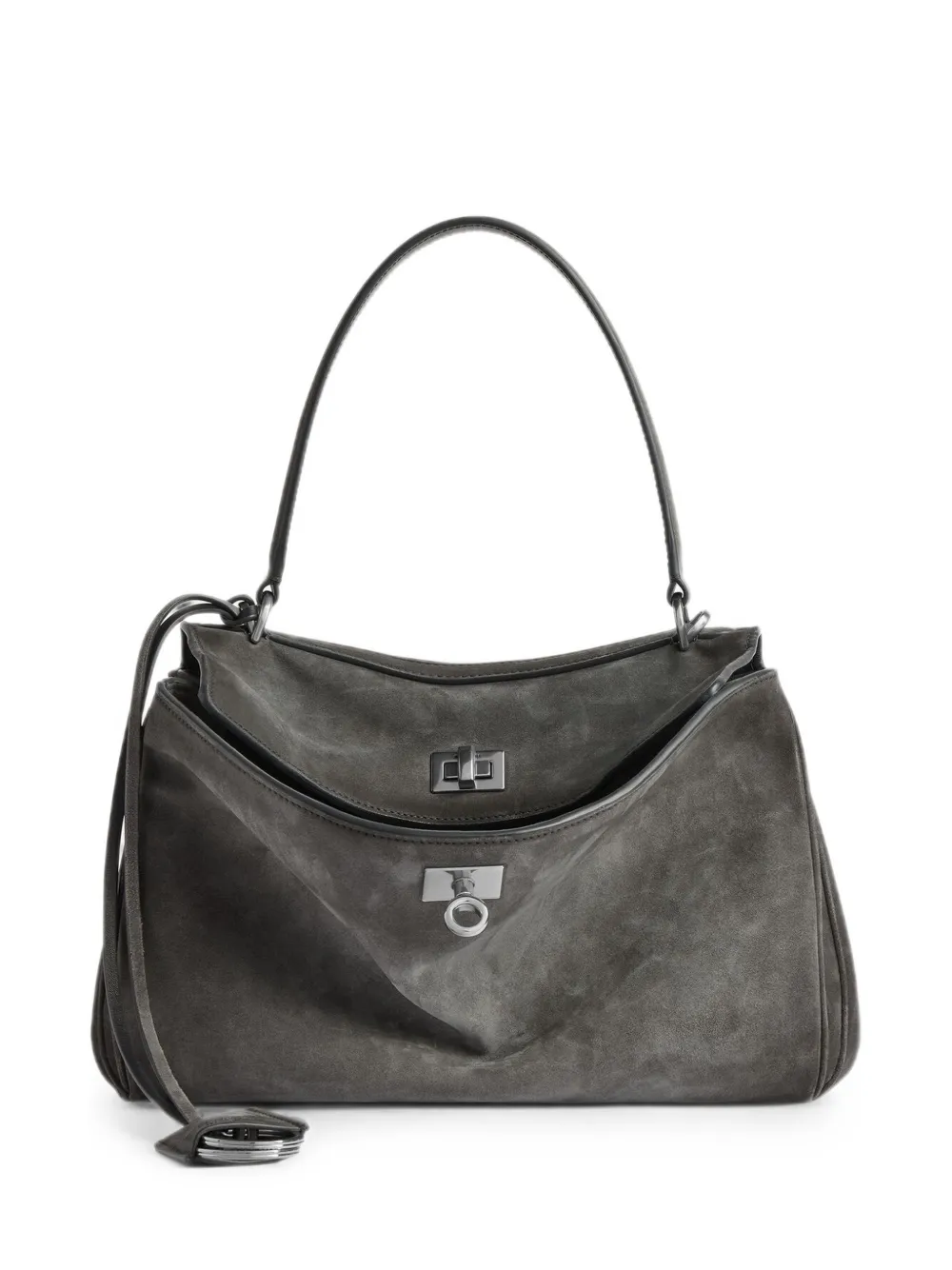 Balenciaga turn-lock leather shoulder bag - Grigio