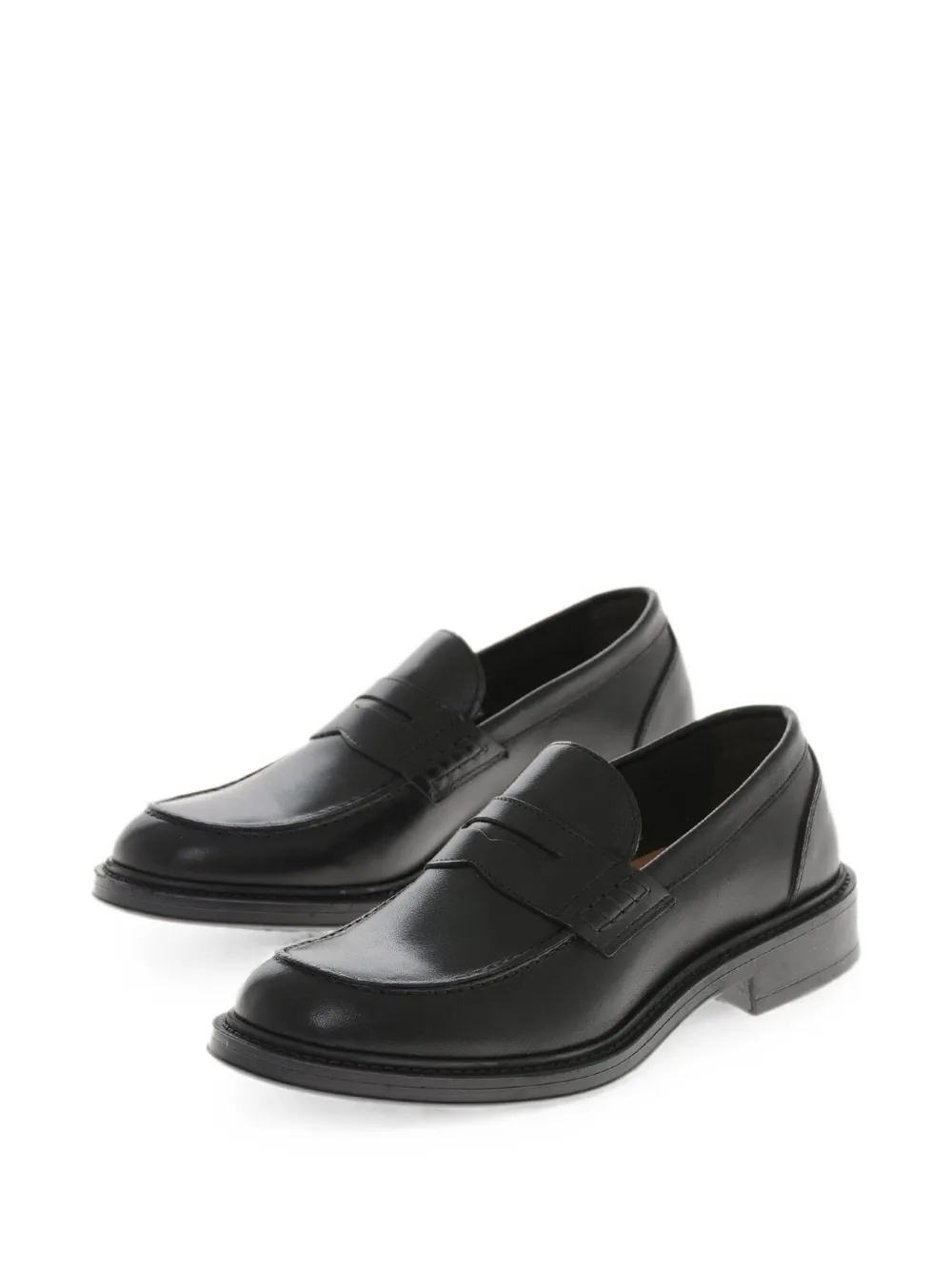 Amedeo Testoni polished-leather penny loafers Zwart