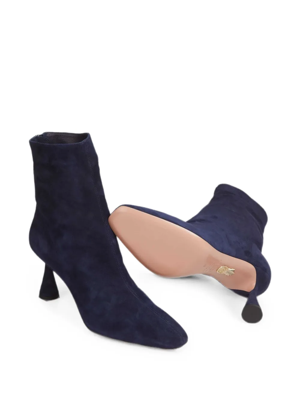 Aquazzura Amore 75 suede almond-toe ankle boots Blauw