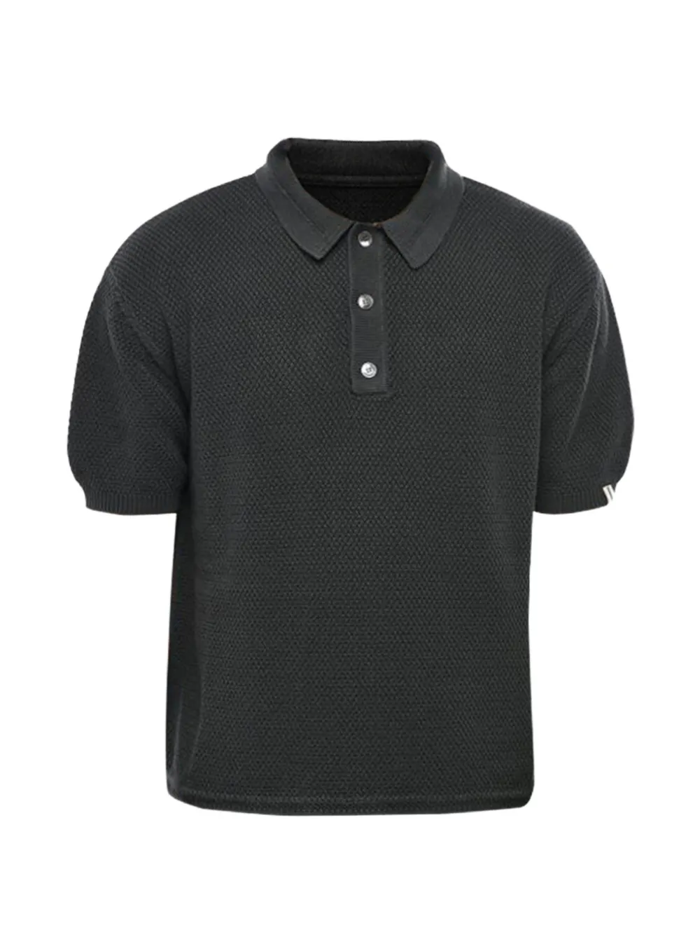 Palm Angels moss-stitch knit polo shirt - Grau