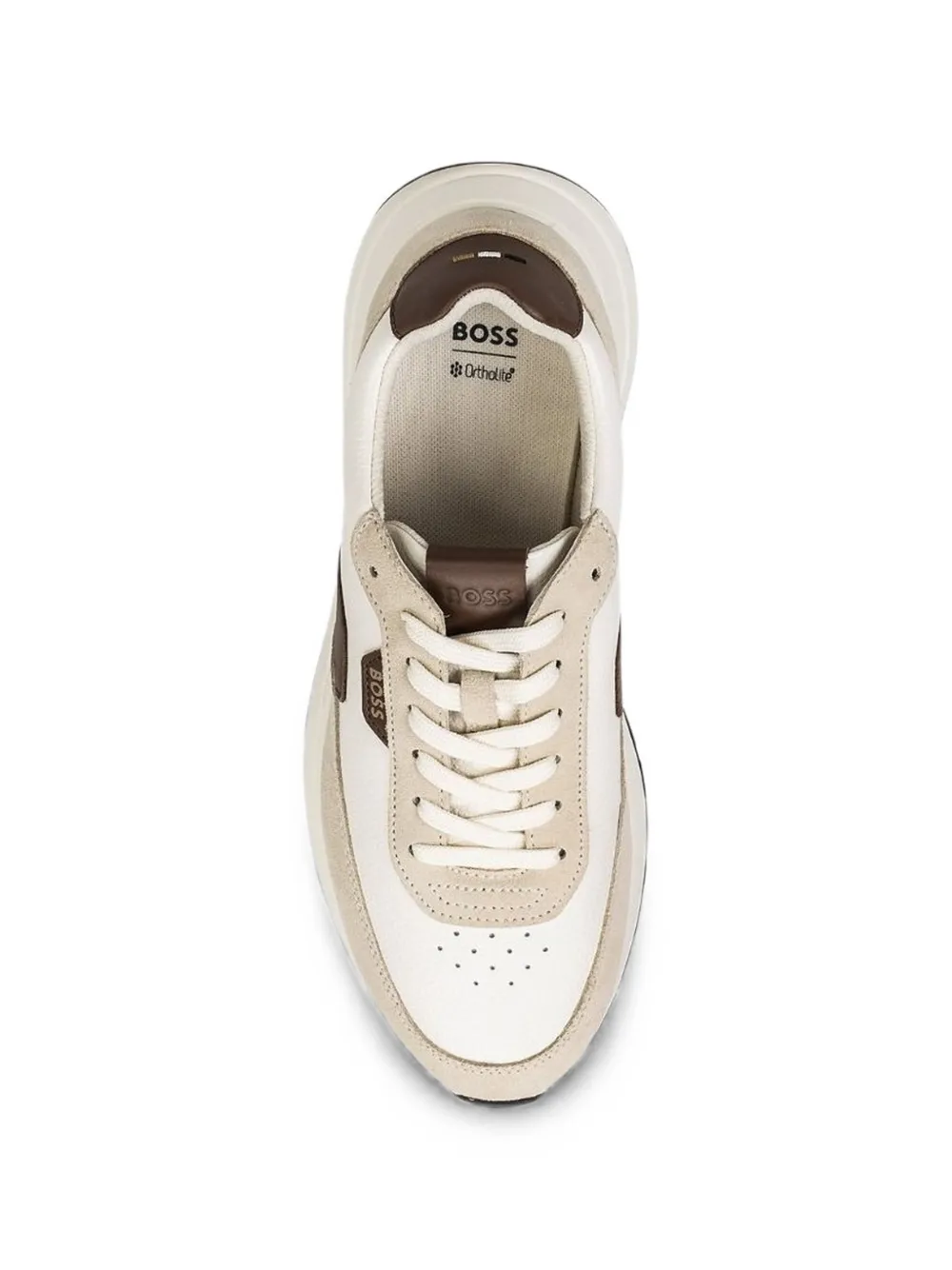 BOSS panelled leather sneakers Beige