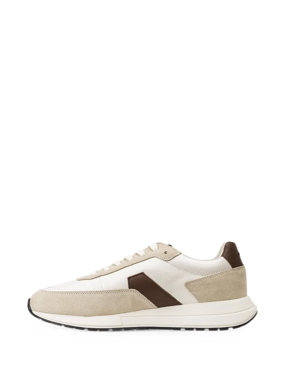 BOSS panelled leather sneakers Beige