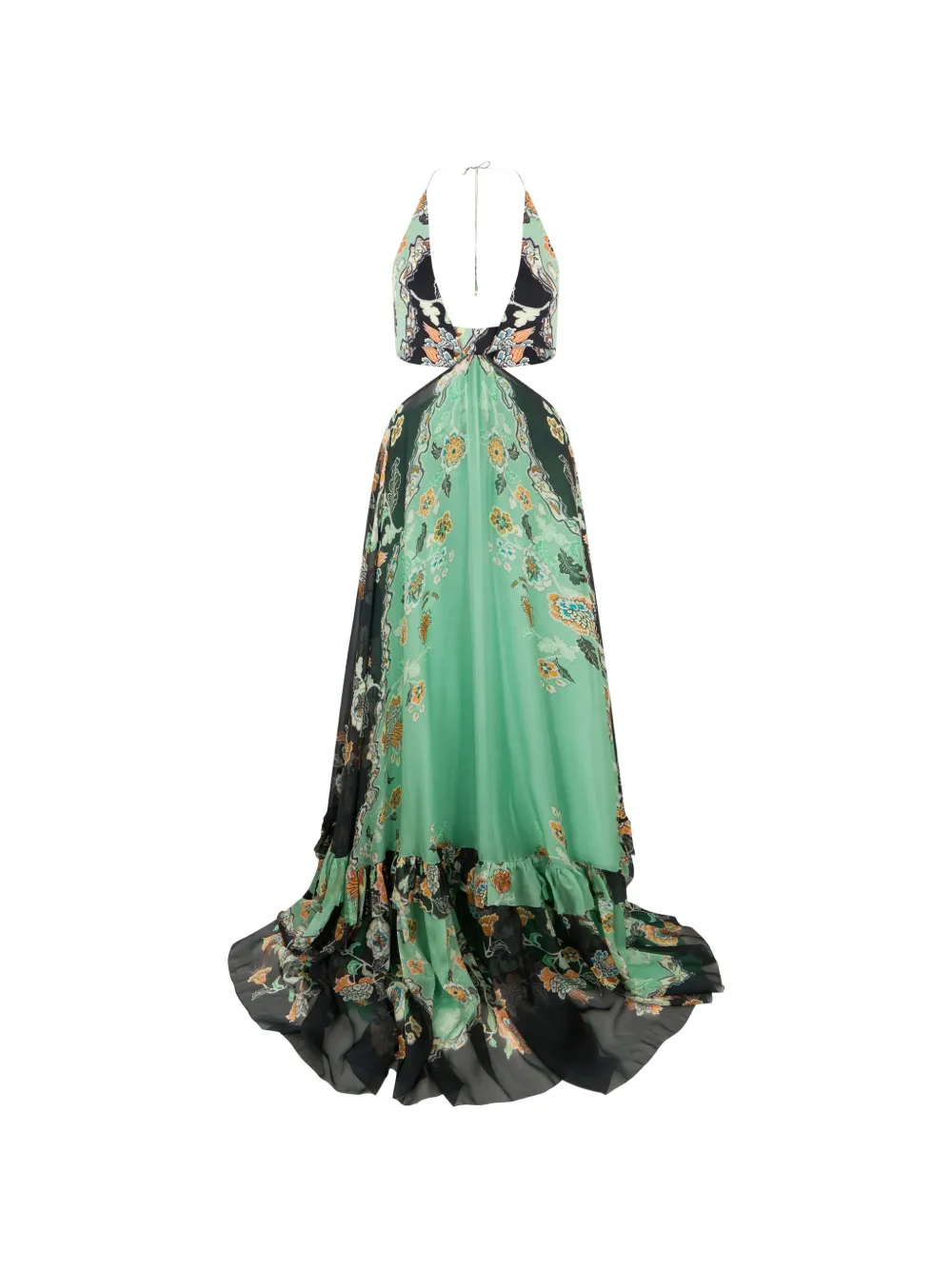 Roberto Cavalli floral-print cut-out maxi dress - Grün