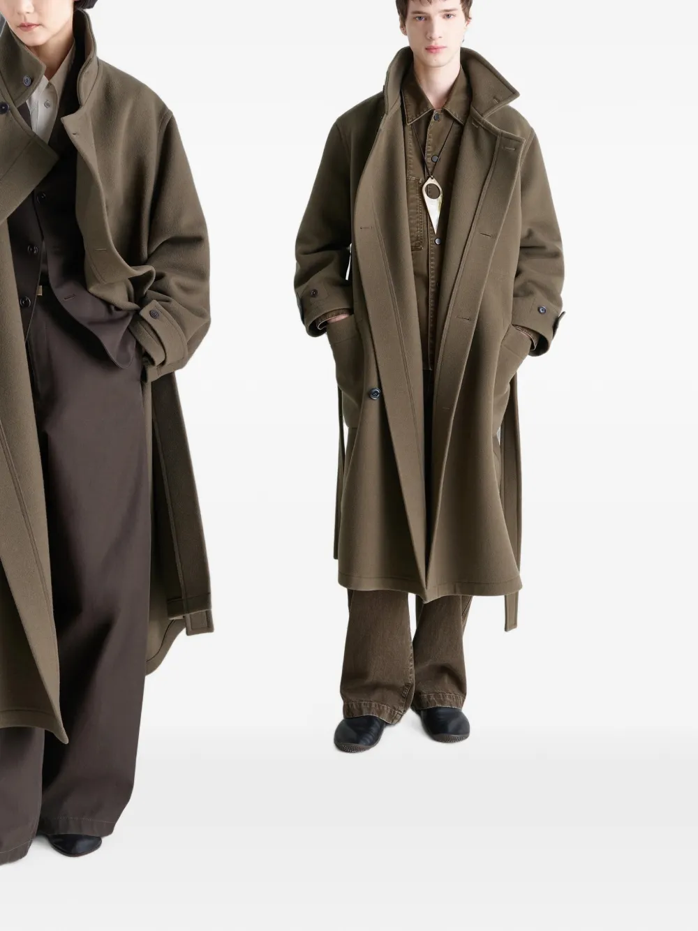 LEMAIRE Jas met ceintuur en wikkel-design Bruin