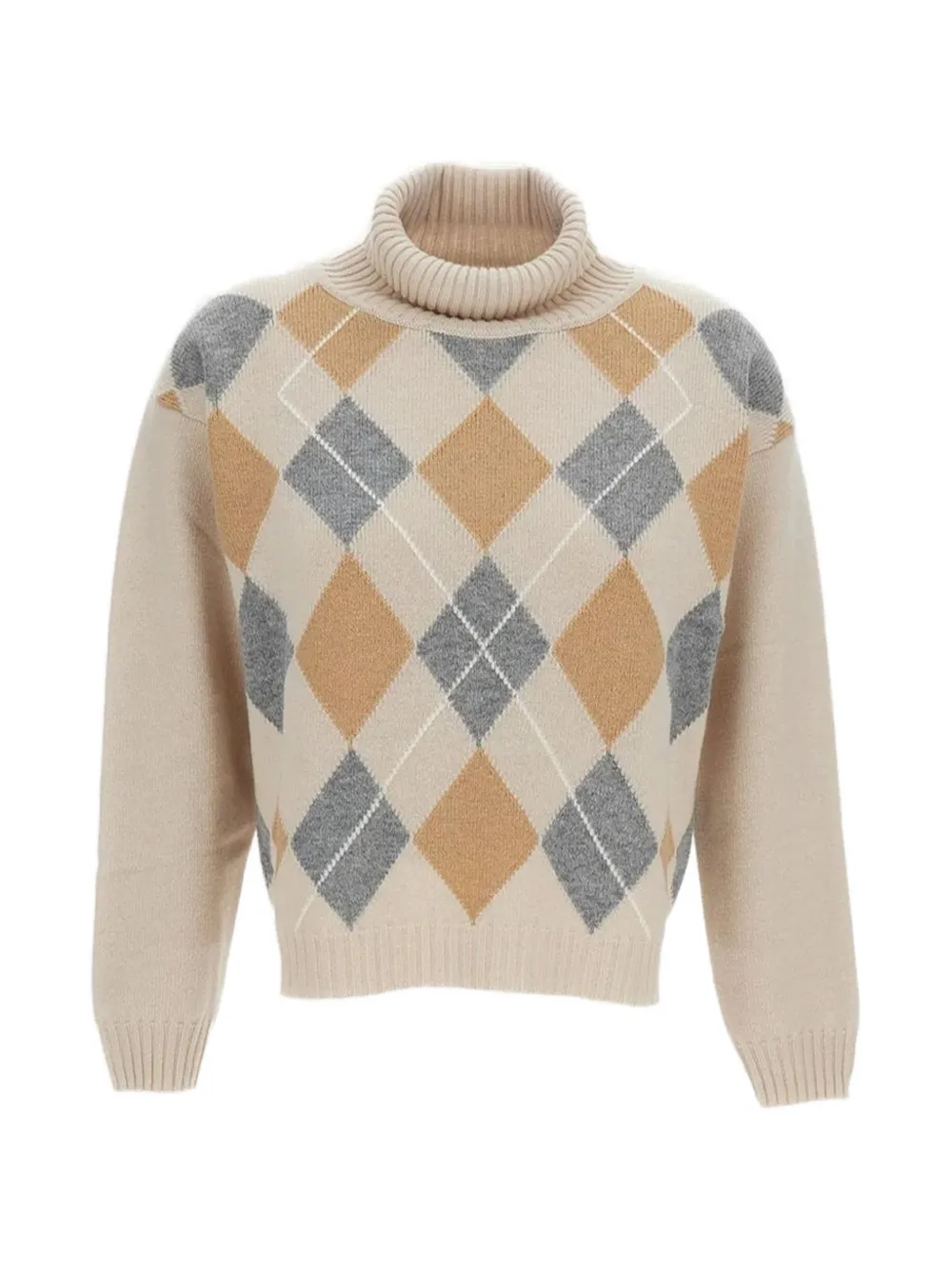 Lorena Antoniazzi argyle-knit roll-neck sweater - Nude