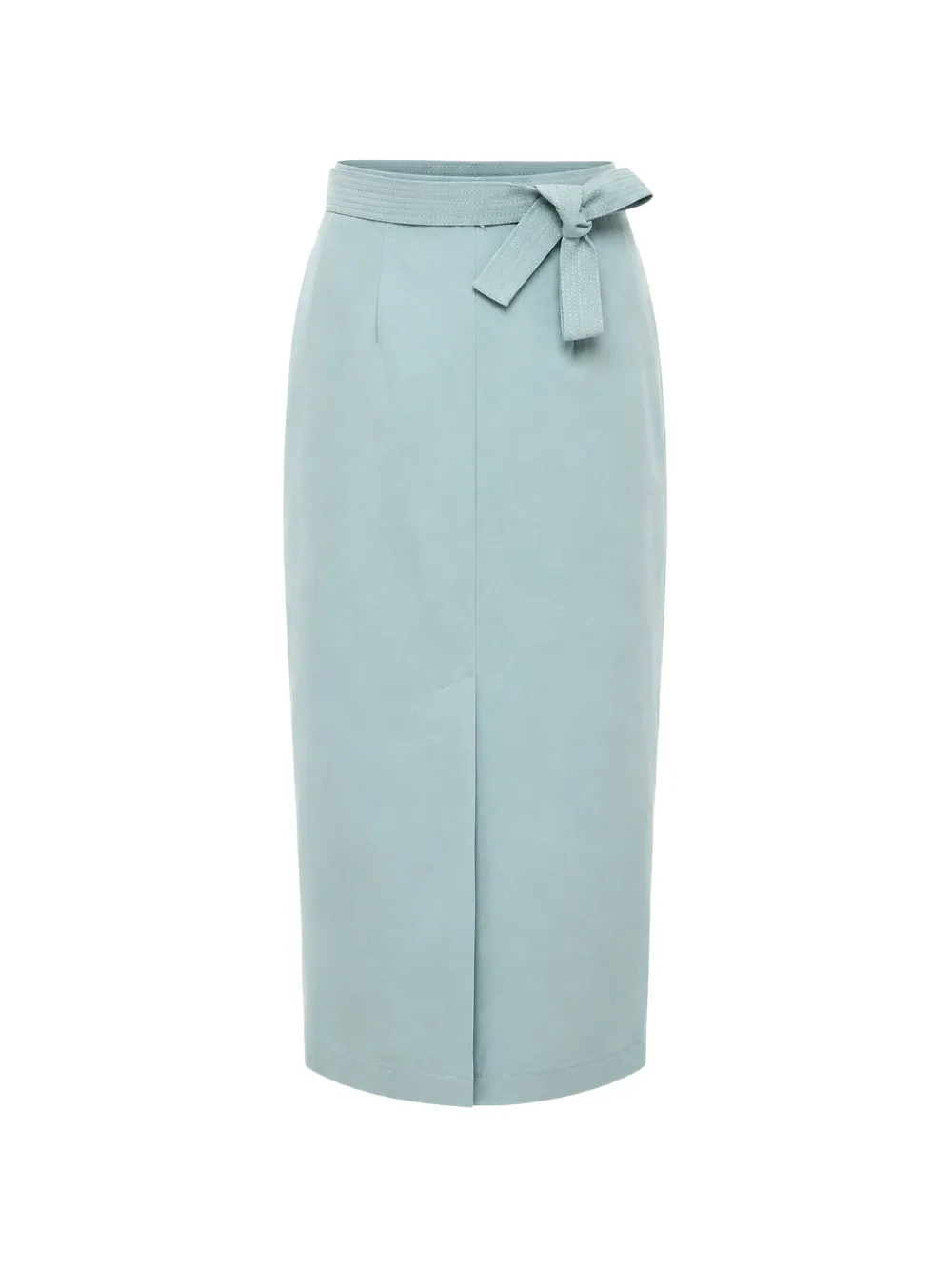 SUPER BLOND belted pencil midi skirt