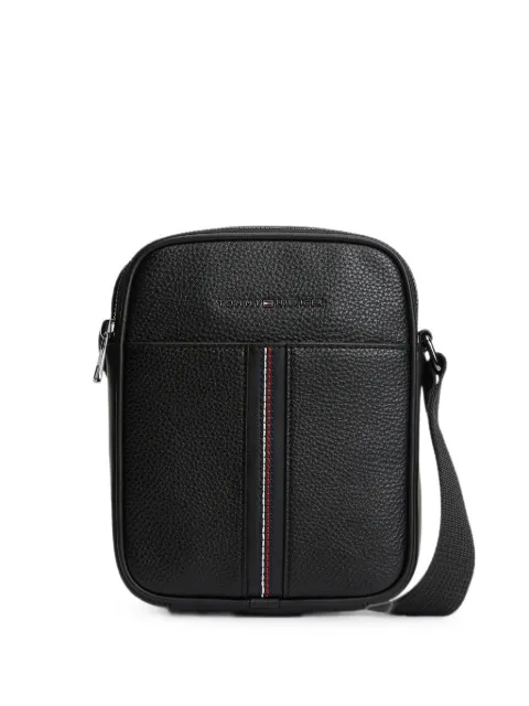 Tommy Hilfiger pebble-effect stripe-detail messenger bag