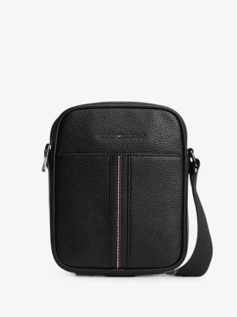 Tommy Hilfiger pebble-effect stripe-detail messenger bag