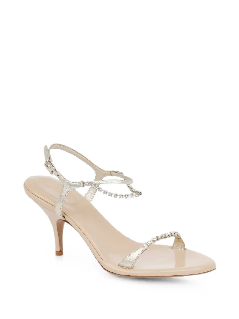 Chloé crystal-embellished leather sandals Beige