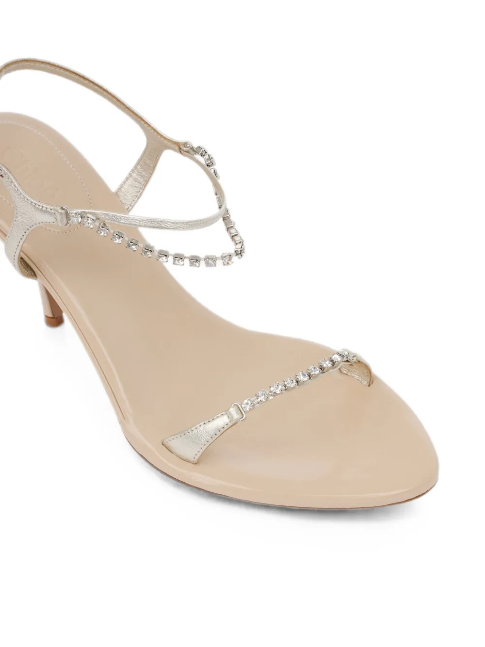 Chloé crystal-embellished leather sandals Beige