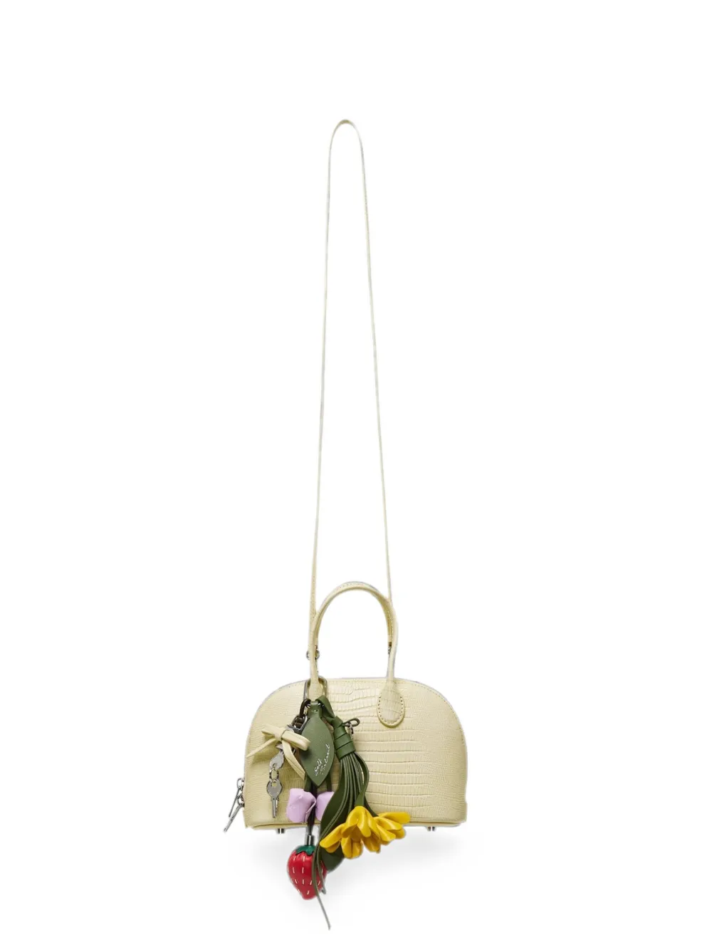 Self-Portrait lizard-effect charm-detail mini bag - Yellow