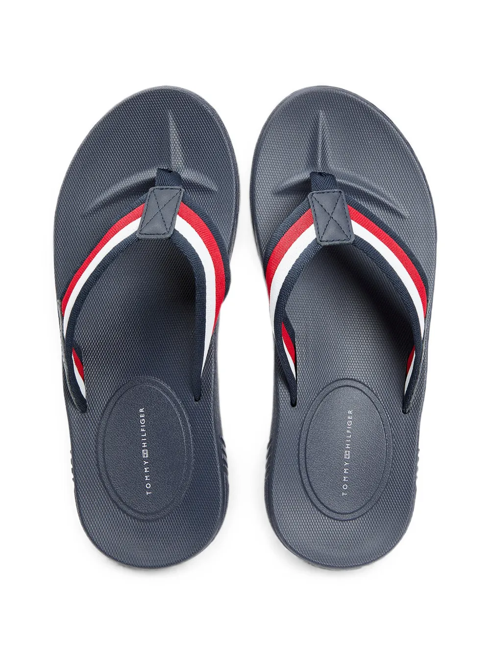 Tommy Hilfiger stripe-detail thong-strap flip-flops Blauw